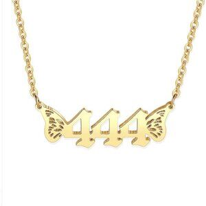 Angel Number Butterfly Necklace – 18K Gold Plated, Adjustable Chain